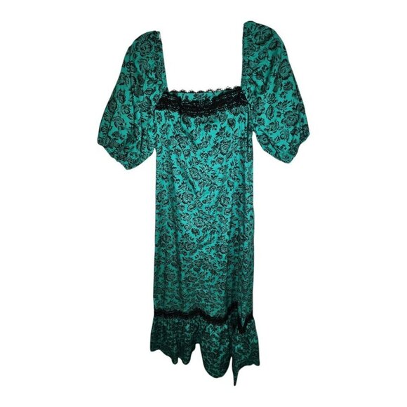 Joan Andersen Princess Kaiulani Dress Size 10 Green Floral Hawaii VTG Maxi - Picture 5 of 6